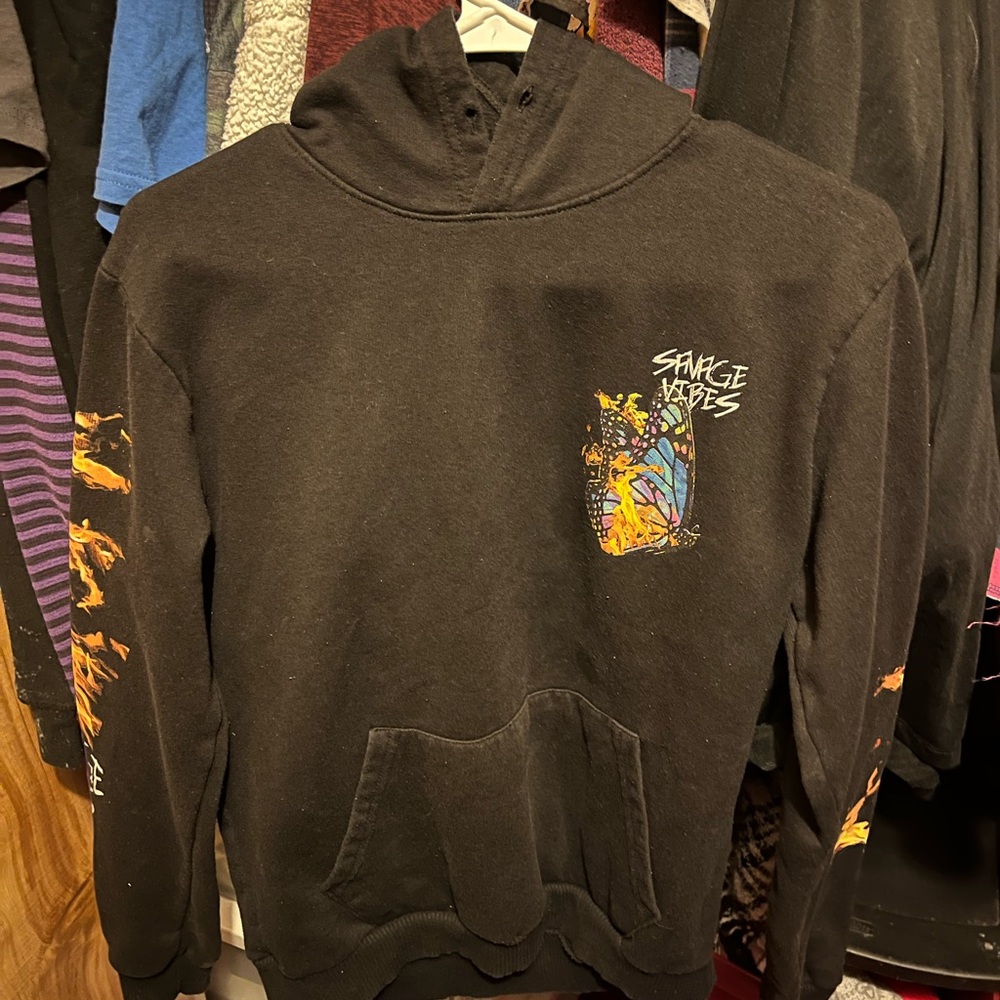 Black Hoodie with Colorful Graphics